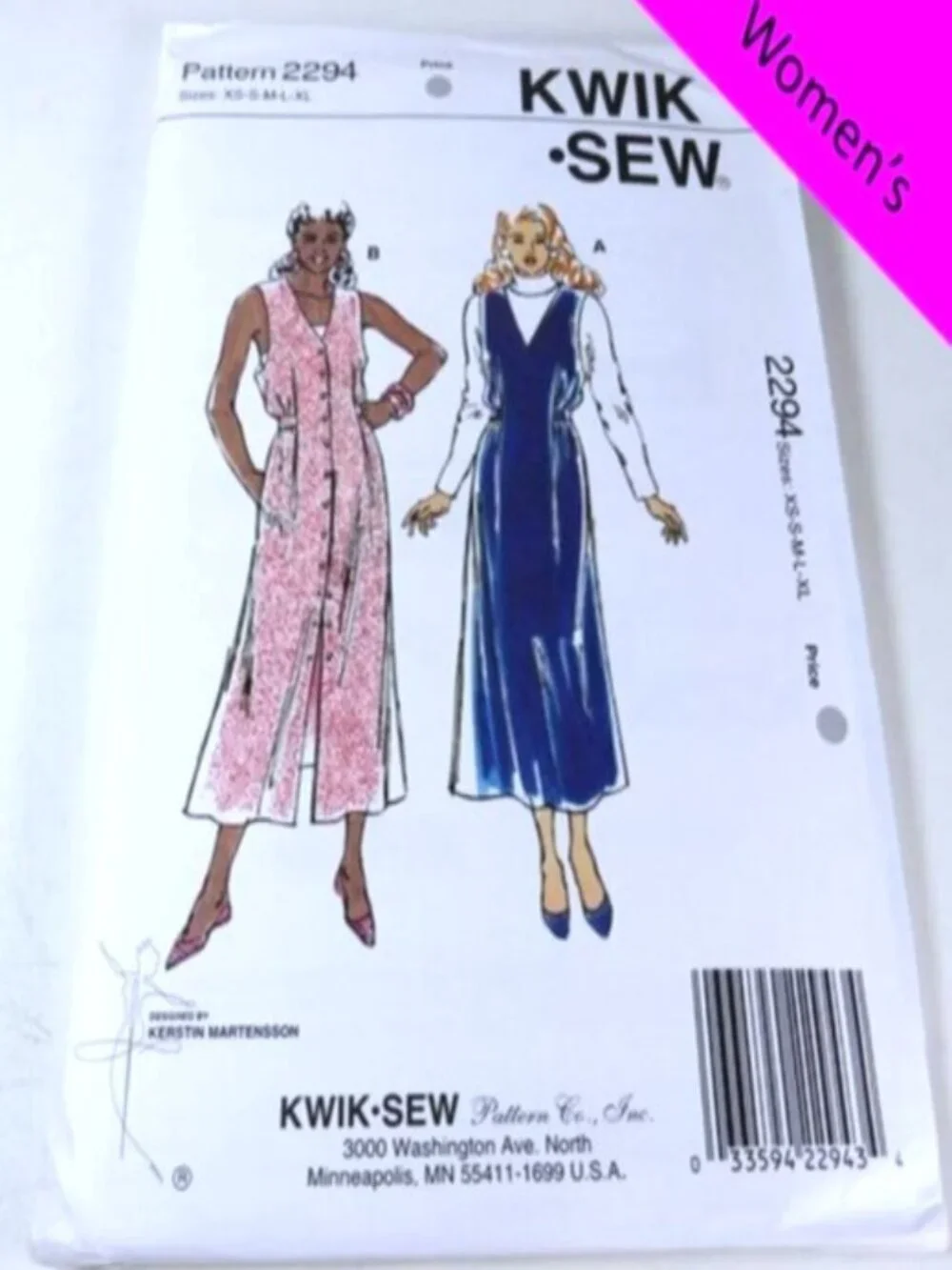 Vintage Kwik Sew 2294 | Misses' Jumper & Dress Pattern | XS-XL UNCUT